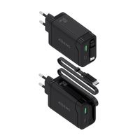 Miniatura 3 de AISENS Cargador GaN 65W  1xUSB C Cable Retractil  1xUSB C PD3 0  1xUSB A QC3 0  Negro