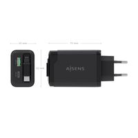 Miniatura 4 de AISENS Cargador GaN 65W  1xUSB C Cable Retractil  1xUSB C PD3 0  1xUSB A QC3 0  Negro