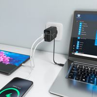 Miniatura 6 de AISENS Cargador GaN 65W  1xUSB C Cable Retractil  1xUSB C PD3 0  1xUSB A QC3 0  Negro