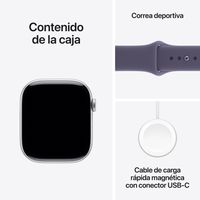 Miniatura 9 de Apple Watch Series 11 GPS + Cellular 46mm Silver Aluminium Case with Purple Fog Sport Band - M/L