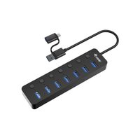 Miniatura 1 de HUB USB EQUIP LIFE 128965 7 PUERTOS USB-A 3.2 GEN1 CON INTERRUPTOR LED  5V/2A INCLUYE ADAPTADOR A USB-C