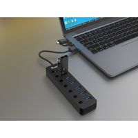 Miniatura 3 de HUB USB EQUIP LIFE 128965 7 PUERTOS USB-A 3.2 GEN1 CON INTERRUPTOR LED  5V/2A INCLUYE ADAPTADOR A USB-C