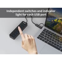 Miniatura 5 de HUB USB EQUIP LIFE 128965 7 PUERTOS USB-A 3.2 GEN1 CON INTERRUPTOR LED  5V/2A INCLUYE ADAPTADOR A USB-C
