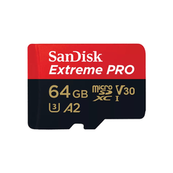 SANDISK EXTREME PRO MICROSDXC 64GB + SD ADAPTER + 2 YEARS RESCUEPRO DELUXE UP TO 200MB/S & 90MB/S READ/WRITE SPEEDS A2 C10 V30