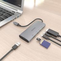 Miniatura 6 de AISENS USB C Dock 6 en 1  USB C a 1xHDMI  1xUSB A 10G  2xUSB C 10G  1xSD  1xMicroSD  Gris  20cm