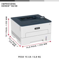 Miniatura 9 de XEROX  Xerox B230 A4 34 ppm Impresora inalámbrica a doble cara PCL5e/6 2 bandejas Total 251 hojas  Laser Wifi Dúplex
