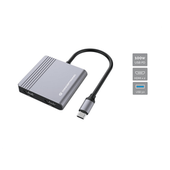 ADAPTADOR USB-C 4EN1 CONCEPTRONIC DONN013 HDMI  X2  USB 3.0 X 1 USB-C X 1 CARGA MAX 100W