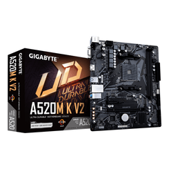 GIGABYTE AMD  Placa base A520M K V2 - Compatible con CPUs AMD Ryzen serie 5000 AM4, hasta 5100MHz DDR4 (OC), PCIe Gen3 x4 M.2, LAN GbE, USB 3.2 Gen 1