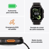 Miniatura 4 de Apple Watch Ultra 3 GPS + Cellular 49mm Black Titanium Case with Black/Charcoal Trail Loop - M/L