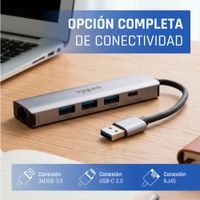 Miniatura 3 de iggual Hub USB-A 5 puertos 3xUSB + RJ45 + tipo C