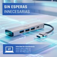 Miniatura 5 de iggual Hub USB-A 5 puertos 3xUSB + RJ45 + tipo C