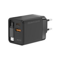 Miniatura 12 de CARGADOR USB GAN MARS GAMING MD-GAN65R 65W 1xUSB-C 1xUSB-A CABLE RETRACTIL PD COLOR NEGRO