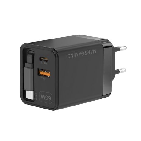 CARGADOR USB GAN MARS GAMING MD-GAN65R 65W 1xUSB-C 1xUSB-A CABLE RETRACTIL PD COLOR NEGRO - Imagen 12 de 19 CARGADOR USB GAN MARS GAMING MD-GAN65R 65W 1xUSB-C 1xUSB-A CABLE RETRACTIL PD COLOR NEGRO - Imagen 12 de 19