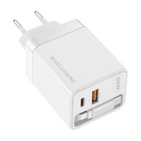 Miniatura 1 de CARGADOR USB GAN MARS GAMING MD-GAN65RW 65W 1xUSB-C 1xUSB-A CABLE RETRACTIL PD COLOR BLANCO