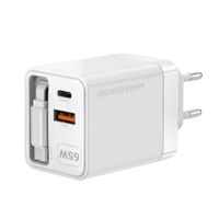 Miniatura 6 de CARGADOR USB GAN MARS GAMING MD-GAN65RW 65W 1xUSB-C 1xUSB-A CABLE RETRACTIL PD COLOR BLANCO
