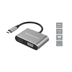 ADAPTADOR USB-C 4EN1 CONCEPTRONIC DONN016 HDMI 4K VGA USB 3.0 USB PD 100W