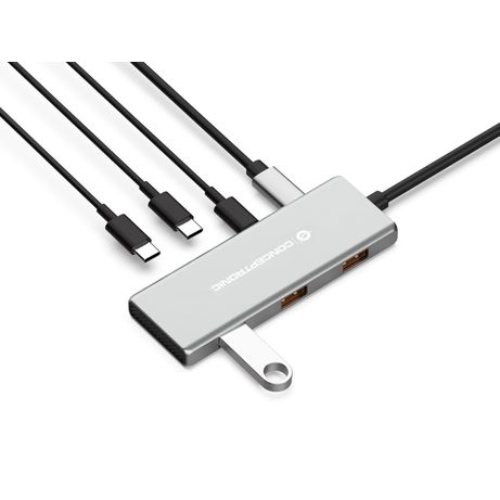 Conceptronic HUBBIES17G 7-Port USB 3.2 Gen 2 Hub, 10Gbps, USB-C x 4, USB-A x 3, 100W USB PD, Al - Imagen 3 de 12 Conceptronic HUBBIES17G 7-Port USB 3.2 Gen 2 Hub, 10Gbps, USB-C x 4, USB-A x 3, 100W USB PD, Al - Imagen 3 de 12