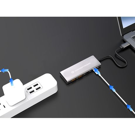Conceptronic HUBBIES15G 4-Port USB 3.2 Gen 2 Hub, 10Gbps, USB-C x 2, USB-A x 2, 100W USB PD, Aluminum Case - Imagen 7 de 12 Conceptronic HUBBIES15G 4-Port USB 3.2 Gen 2 Hub, 10Gbps, USB-C x 2, USB-A x 2, 100W USB PD, Aluminum Case - Imagen 7 de 12