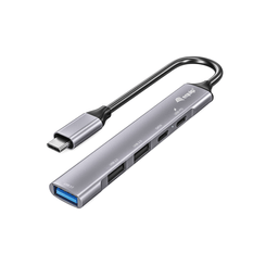 HUB USB-C 3.2 EQUIP LIFE 2 PUERTOS USB 2.0 1 PUERTO USB 3.0 1 PUERTO USB-C + 1 PURETO USB C PD 100W  CARCASA DE ALUMINIO 128962
