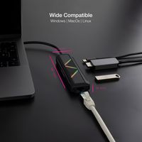 Miniatura 3 de HUB NANO CABLE USB-C/CONVERSOR USB-C A 2XUSB-A/ USB-C PD/ HDMI/ RJ45 15CM NEGRO