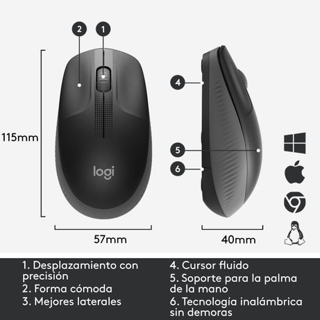 RATON LOGITECH INALAMBRICO M190 CHARCOAL - Imagen 13 de 14 RATON LOGITECH INALAMBRICO M190 CHARCOAL - Imagen 13 de 14