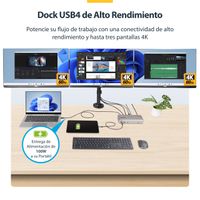 Miniatura 13 de Docking Station USB4 de 3 Monitores 4K60 PD 100W
