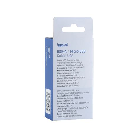 iggual cable USB-A/micro-USB 100 cm blanco - Imagen 5 de 5 iggual cable USB-A/micro-USB 100 cm blanco - Imagen 5 de 5