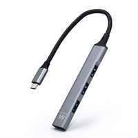 Miniatura 1 de Ewent EW1145 hub de interfaz USB 3.2 Gen 1 (3.1 Gen 1) Type-C 5000 Mbit/s Gris, Plata