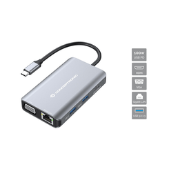 ADAPTADOR USB-C 7IN1 CONCEPTRONIC HDMI VGA USB 3.0 LAN GIGABIT  USB-C CARGA 100W