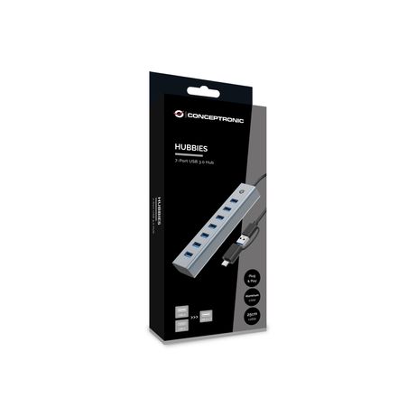 HUB USB 3.0 CONCEPTRONIC HUBBIES21G 7 PUERTOS USB-C A 7XUSB-A - Imagen 5 de 5 HUB USB 3.0 CONCEPTRONIC HUBBIES21G 7 PUERTOS USB-C A 7XUSB-A - Imagen 5 de 5