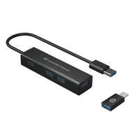 Miniatura 1 de HUB 3.0 CONCEPTRONIC HUBBIES06B 4 PUERTOS USB 3.0  CON ADAPTADOR USB-C COLOR NEGRO CARCASA DE ALUMINIO