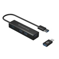 Miniatura 2 de HUB 3.0 CONCEPTRONIC HUBBIES06B 4 PUERTOS USB 3.0  CON ADAPTADOR USB-C COLOR NEGRO CARCASA DE ALUMINIO