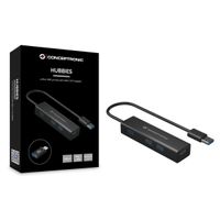 Miniatura 3 de HUB 3.0 CONCEPTRONIC HUBBIES06B 4 PUERTOS USB 3.0  CON ADAPTADOR USB-C COLOR NEGRO CARCASA DE ALUMINIO