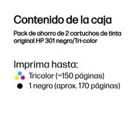 Miniatura 4 de PACK COMBO CARTUCHOS HP 301 NEGRO + TRICOLOR