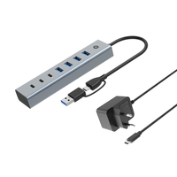 Miniatura 1 de HUB USB 3.0 CONCEPTRONIC HUBBIES20GP 7 PUERTOS USB-C A 3XUSB-C 4XUSB-A CON ALIMENTADOR