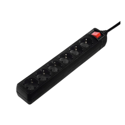 REGLETA ALIMENTACION HAMA CON 6 TOMAS INTERRUPTOR 1,4m COLOR NEGRA
