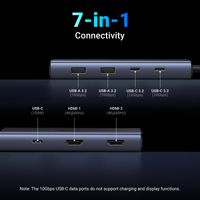 Miniatura 4 de UGREEN 7-IN-1 USB-C TO 2 HDMI 4K@60HZ +2 USB-A3.2+2 USB-C3.2+PD 100W