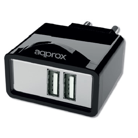 CARGADOR DE PARED APPROX 2USB 2.1A APPUATS NEGRO - Imagen 1 de 2 CARGADOR DE PARED APPROX 2USB 2.1A APPUATS NEGRO - Imagen 1 de 2