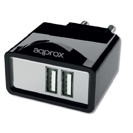 CARGADOR DE PARED APPROX 2USB 2.1A APPUATS NEGRO - Imagen 2 de 2 CARGADOR DE PARED APPROX 2USB 2.1A APPUATS NEGRO - Imagen 2 de 2