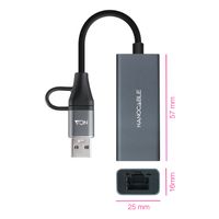 Miniatura 3 de Nanocable Conversor USB-C+USB-A/M 3.0 RJ45 15cm