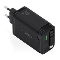 Miniatura 2 de AISENS Cargador GaN 65W  1xUSB C Cable Retractil  1xUSB C PD3 0  1xUSB A QC3 0  Negro