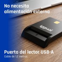 Miniatura 12 de iggual Lector tarjetas ID DNI SIP USB 2.0 negro