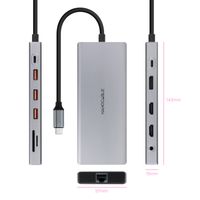 Miniatura 6 de Nanocable Hub 12en1 USB-A/C+HDMI+DP+RJ45+TF+SD+AU