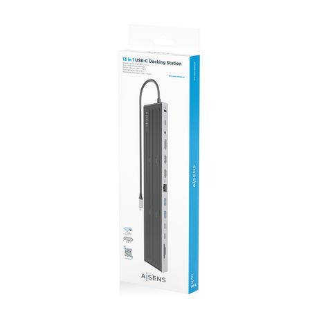 AISENS USB C Dock 13 en 1 USB C A 2xHDMI 1xDisplayPort 1xRJ45 3xUSB A 2xUSB C 1xUSB C PD 1xSD 1xMicro SD 1xAudio 1xRanura Kensington 30cm - Imagen 8 de 8 AISENS USB C Dock 13 en 1 USB C A 2xHDMI 1xDisplayPort 1xRJ45 3xUSB A 2xUSB C 1xUSB C PD 1xSD 1xMicro SD 1xAudio 1xRanura Kensington 30cm - Imagen 8 de 8