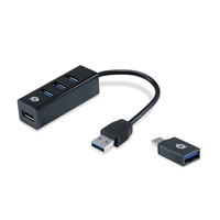 Miniatura 1 de HUB USB 3.0 CONCEPTRONIC HUBBIES04B 4 PUERTOS USB 3.0 COLOR NEGRO Y ADAPTADOR A USB-C