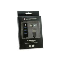 Miniatura 4 de HUB USB 3.0 CONCEPTRONIC HUBBIES04B 4 PUERTOS USB 3.0 COLOR NEGRO Y ADAPTADOR A USB-C