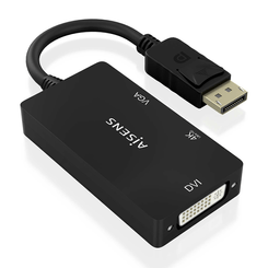 AISENS Conversor Displayport V1 2 a VGA DVI HDMI  DP 1 2 M VGA H DVI H HDMI H 4K  Negro  15cm