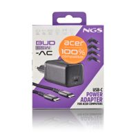 Miniatura 13 de CARGADOR USB GAN NGS BUD 65W-AC 65W 1xUSB-C PD PPS COMPACTO CABLE TRENZADO Y 4 TIPS ACER NEGRO