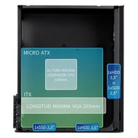 Miniatura 9 de Caja COOLBOX  COOLBOX CAJA MATX M870 USB-C 3.2 GEN1 FTE.500W BASIC500GR 0.8MM  Negro Incluye Fuente