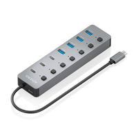 Miniatura 1 de AISENS Hub USB3 2 Gen2 10G USB C  USB C M 4xUSB A H 3xUSB C H 1xUSB C H PD3 0 100W  Gris  30cm